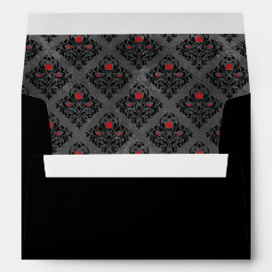 Gothic Red and Black Damask Wedding Envelope