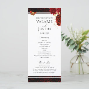 Gothic Red and Black Floral Wedding Program Programme