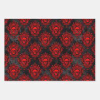Gothic Red and Black Skull Wrapping Paper