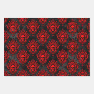 Gothic Red and Black Skull Wrapping Paper