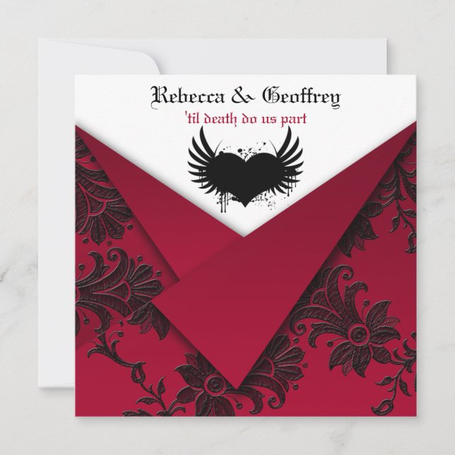 Gothic Red and Black Wedding Invitation (Front)