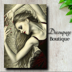 Gothic Red Ballerina Dancer Decoupage Tissue Paper