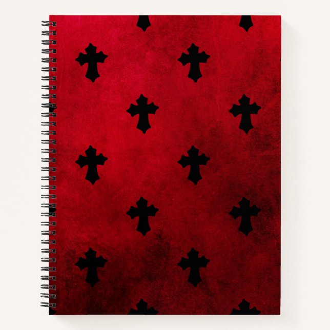 Gothic Red & Black Crosses Notebook (Front)