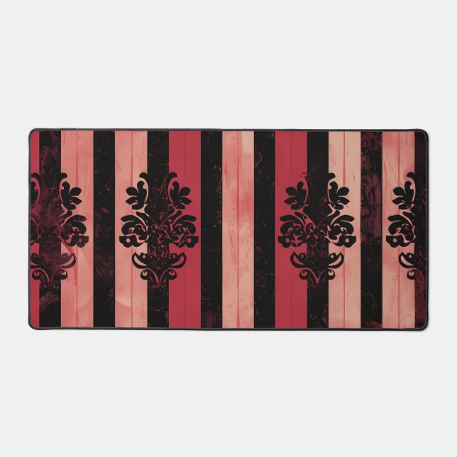 Gothic Red & Black Damask Desk Mat (Front)