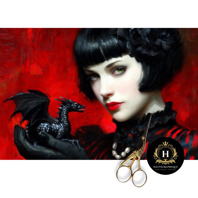 Gothic Red Black Dragon Woman Fantasy Decoupage  Tissue Paper (Creator Uploaded)