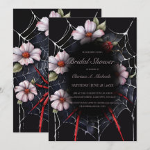 Gothic Red & Black Floral Spider Web Bridal Shower
