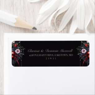 Gothic Red Black Floral Spider Web Return Address