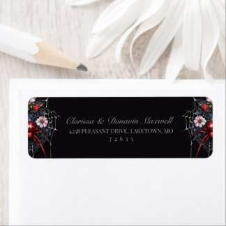 Gothic Red Black Floral Spider Web Return Address