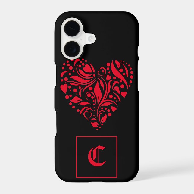 Gothic Red Black Heart Old English Initial (Back)