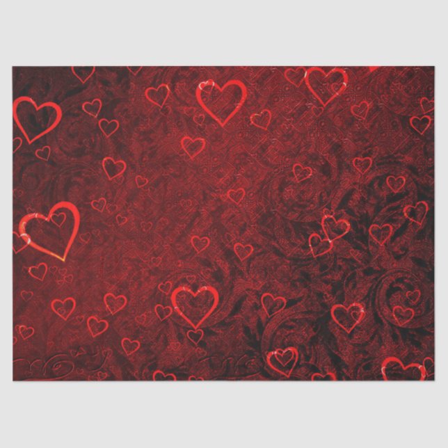 Gothic Red Black Hearts Background  Decoupage Tissue Paper (Front)