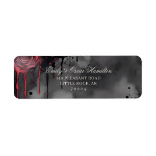 Gothic Red & Black Rose Elegant Return Address