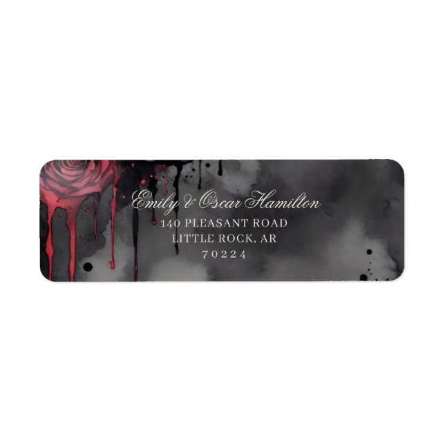 Gothic Red & Black Rose Elegant Return Address (Front)
