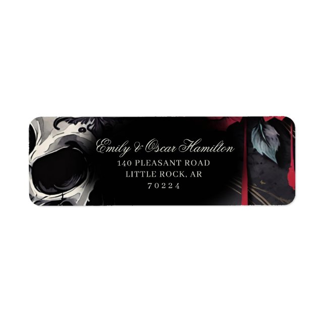 Gothic Red & Black Rose Elegant Return Address (Front)