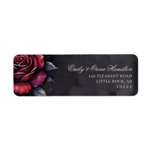 Gothic Red & Black Rose Elegant Return Address