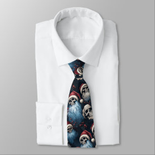 Gothic Red Blue Themed Santa Skulls Men's Gothmas Tie