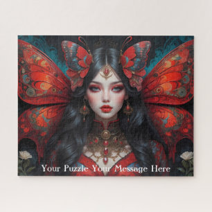Gothic red butterfly girl jigsaw puzzle
