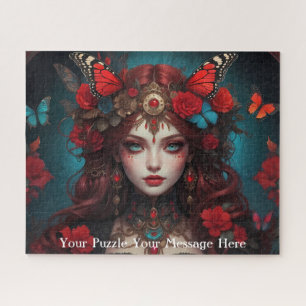 Gothic red butterfly girl jigsaw puzzle