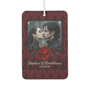 Gothic Red Damask Rose Personalised Car Air Freshener