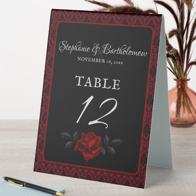 Gothic Red Damask Rose Wedding (In SItu (Table))