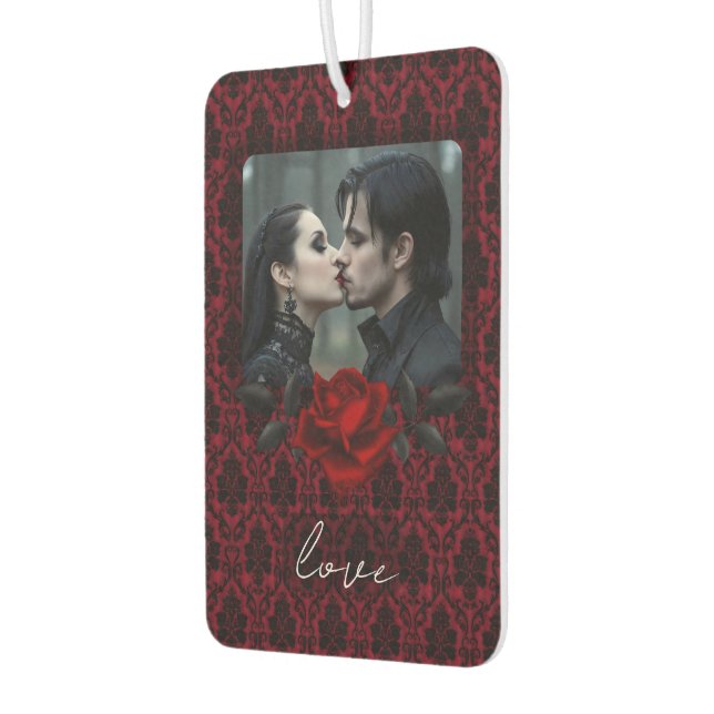 Gothic Red Damask Rose Wedding Car Air Freshener (Left)