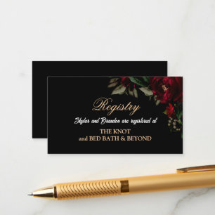 Gothic red green floral moody wedding registry  enclosure card