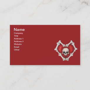 Gothic Red Heart Bordered in Bones Skull in Centre Business Card