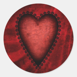 Gothic Red Heart Classic Round Sticker