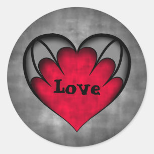 Gothic red heart Valentines day Love Classic Round Sticker