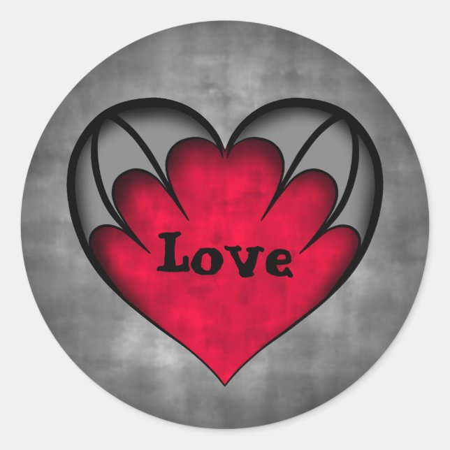 Gothic red heart Valentines day Love Classic Round Sticker (Front)
