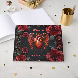 Gothic Red Heart with Roses – Dark Romantic  Guest Book
