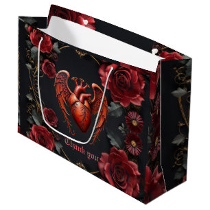 Gothic Red Heart with Roses – Dark Romantic  Large Gift Bag