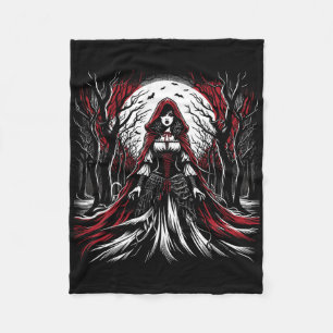 Gothic Red Riding Hood Dark Halloween Spooky Fleece Blanket