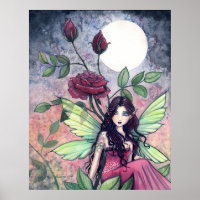 Gothic Red Rose Fairy Poster by Molly Harrison