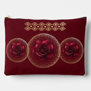 Gothic Red Rose & Gold Personalised Accessory Pouch