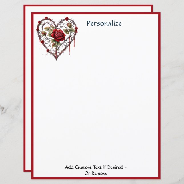 Gothic Red Rose Heart Vine Artwork Personalized (Front/Back)