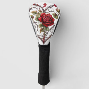 Gothic Red Rose Heart Vine Artwork Vintage Elegant Golf Head Cover