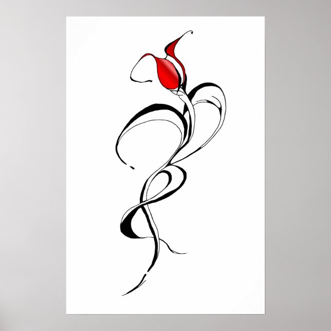 Gothic Red Rose Lady Surreal Tribal Tattoo Art Poster (Front)