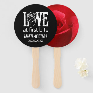Gothic Red Rose Love at First Bite Wedding Hand Fan