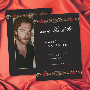 Gothic Red Rose Until Death Photo Wedding Save The Date