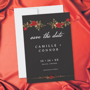 Gothic Red Rose Until Death Wedding Save The Date
