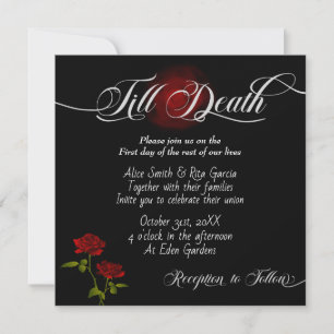 Gothic Red Roses and Black Wedding Invitations