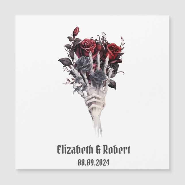 Gothic Red Roses Skeleton Wedding  (Front)