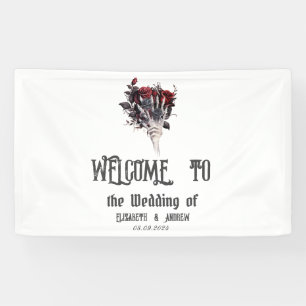 Gothic Red Roses Skeleton Wedding Banner