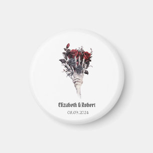 Gothic Red Roses Skeleton Wedding  Magnet