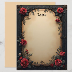 Gothic Red Roses Stationery Paper
