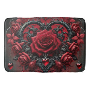 Gothic red roses Valentine's day Bath Mat