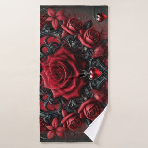 Gothic red roses Valentine's day Bath Towel