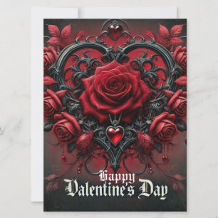 Gothic red roses Valentine's day Holiday Card
