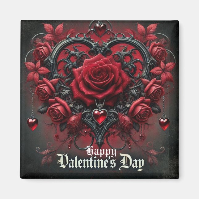 Gothic red roses Valentine's day Magnet (Front)