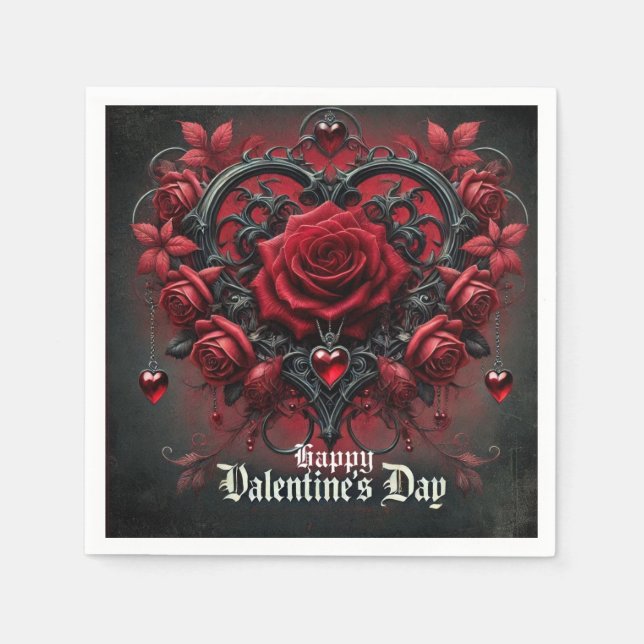 Gothic red roses Valentine's day Napkin (Front)